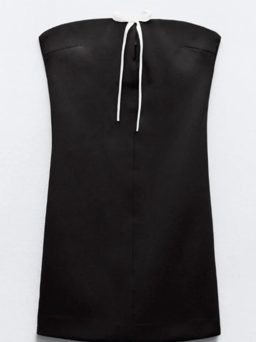 Zara Black Strapless Mini Dress with White Neck Tie